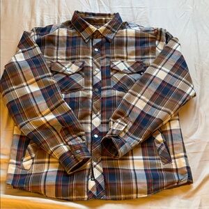 Marmot Men's Brown and Blue Plaid Button Down Shirt